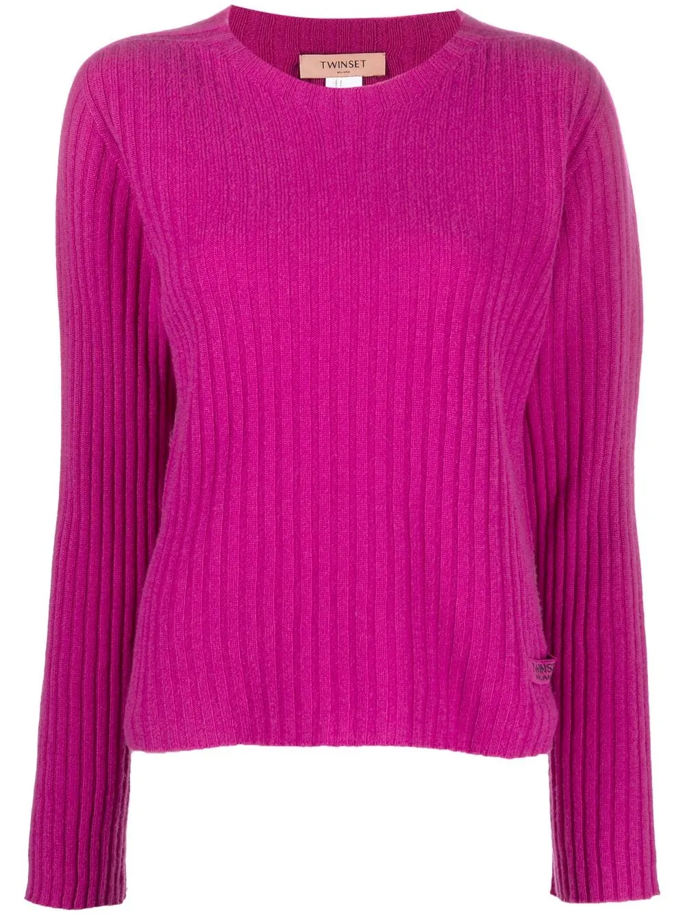 

TWINSET ribbed-knit logo-patch jumper - Pink