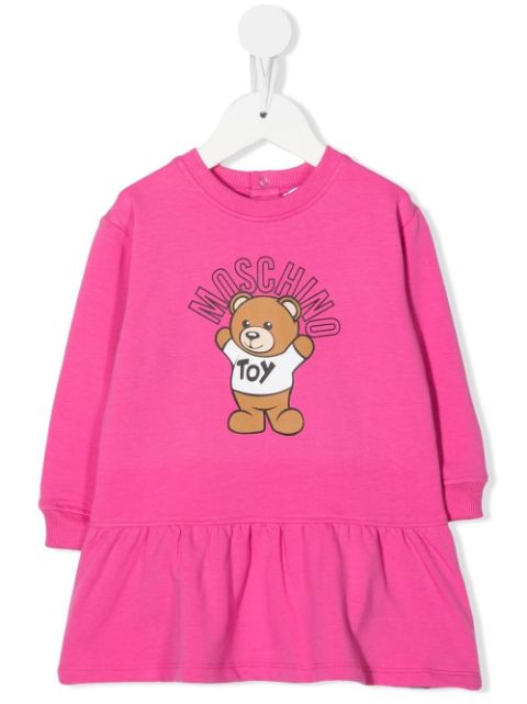 Moschino Kids teddy bear-print flared dress