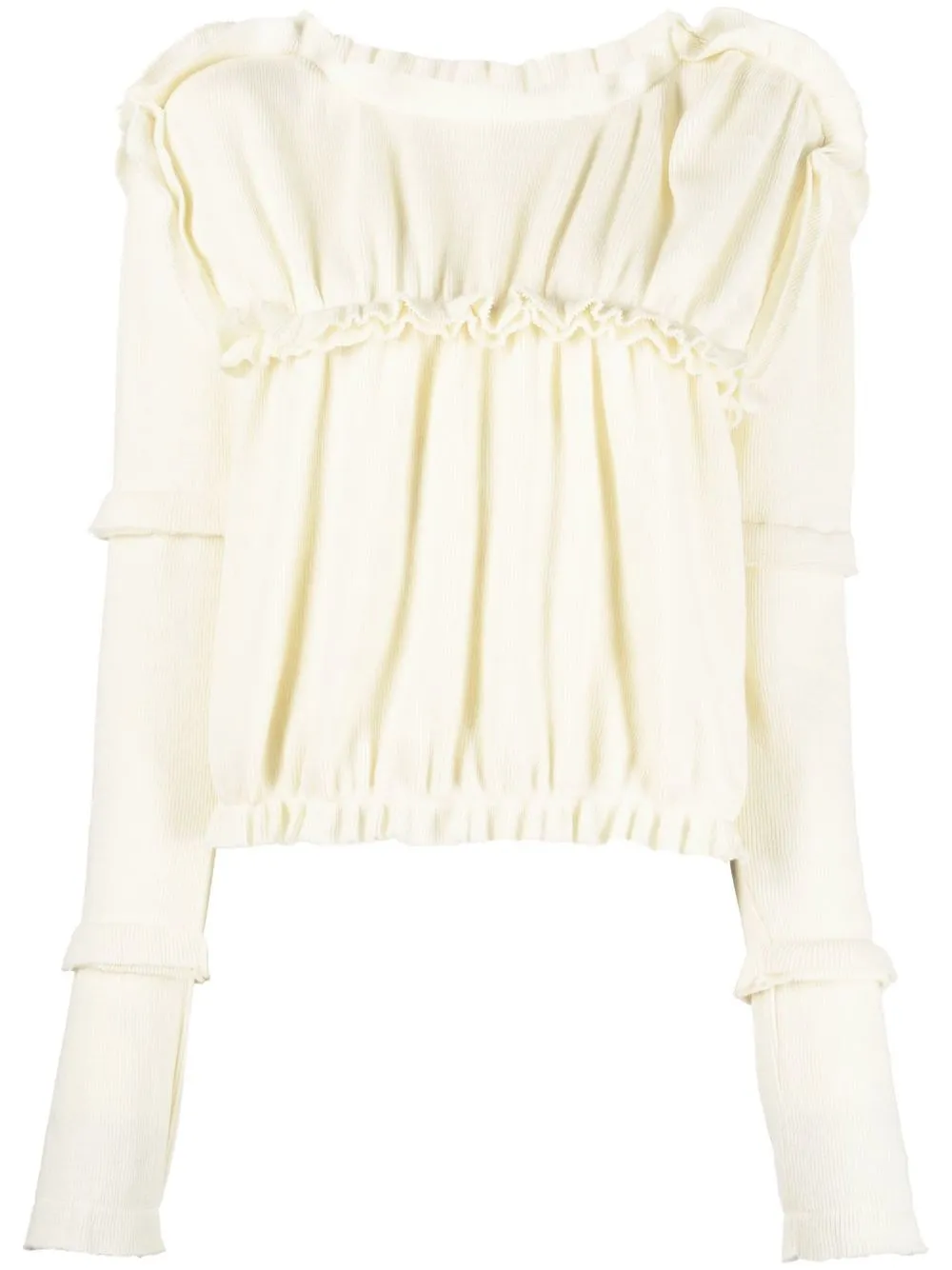 

MM6 Maison Margiela ribbed ruffle-trim jumper - Neutrals