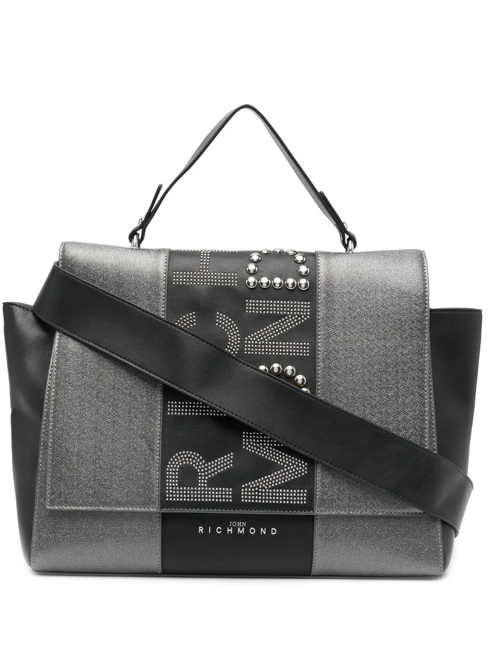 

John Richmond bolsa de mano con apliques y logo - Negro