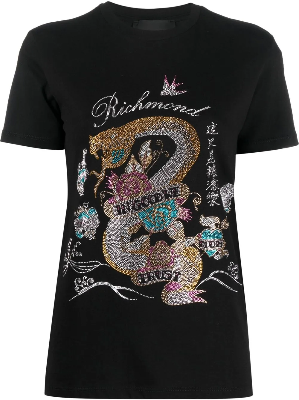 

John Richmond playera con detalles de cristal - Negro