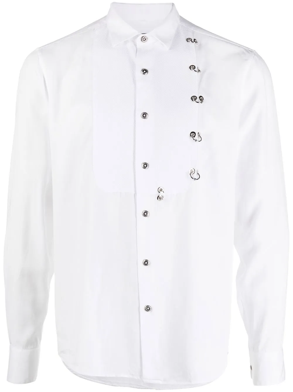 

John Richmond camisa con cuello de pico y botones - Blanco