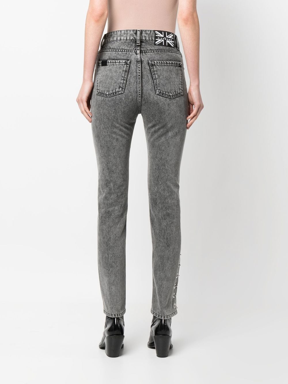 Shop John Richmond High-waisted Skinny-cut Jeans In Grey