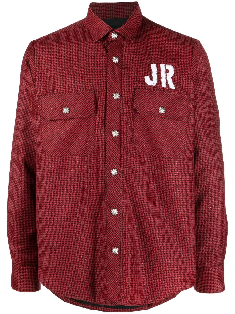 

John Richmond dogtooth-print wool shirt - Red