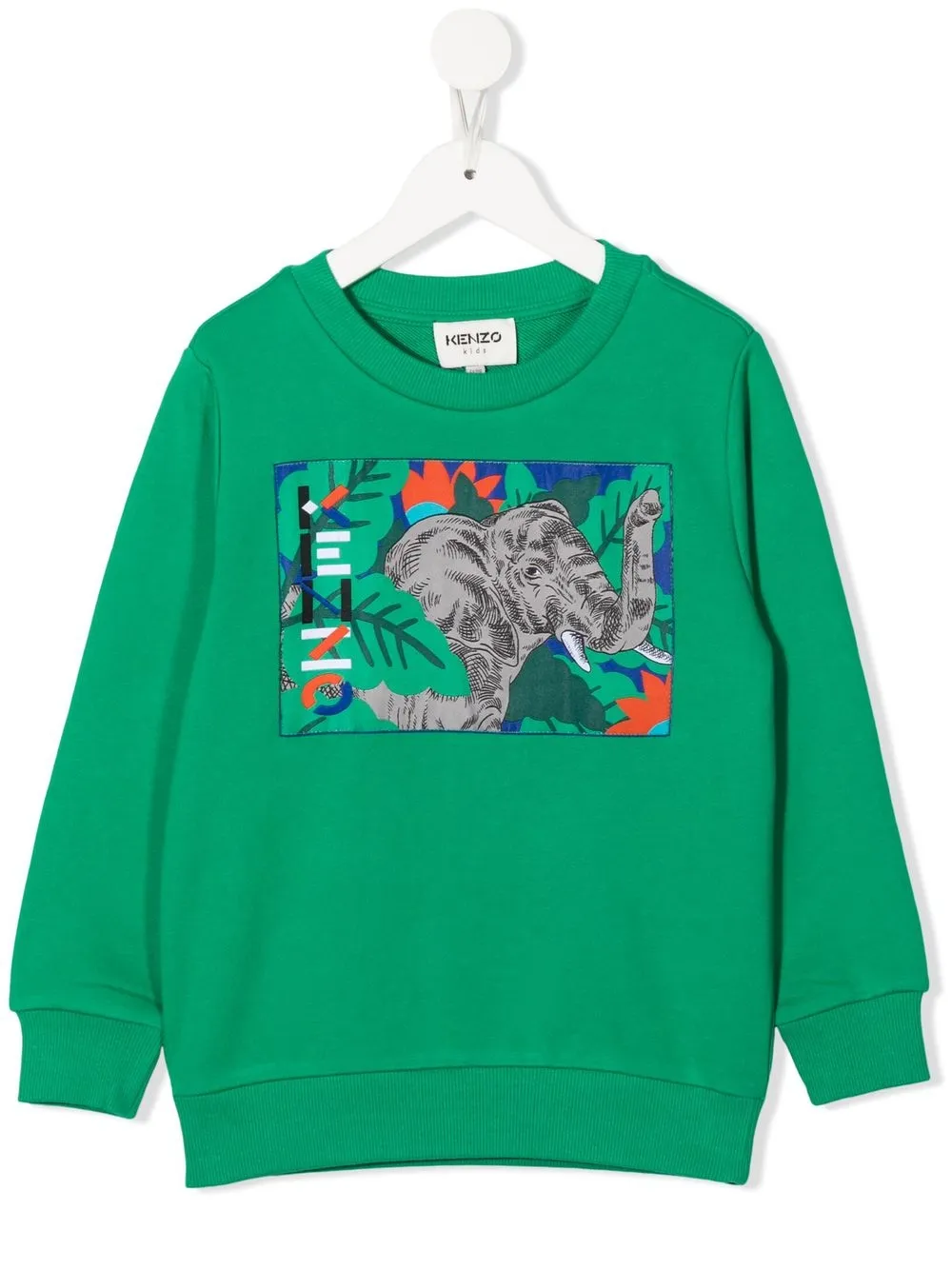 

Kenzo Kids Elephant-motif logo-print sweatshirt - Green