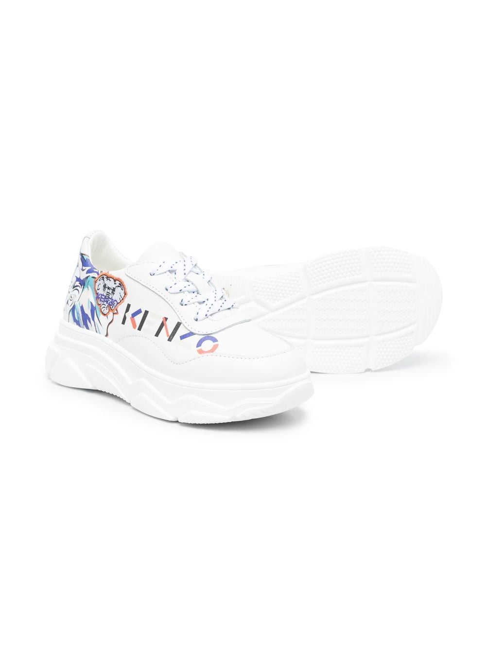 Shop Kenzo Logo Print Lace-up Sneakers In White