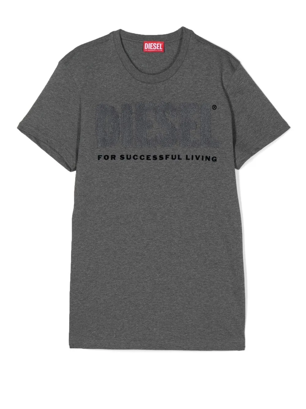 Diesel Teen Logo-print Crew-neck T-shirt In 灰色