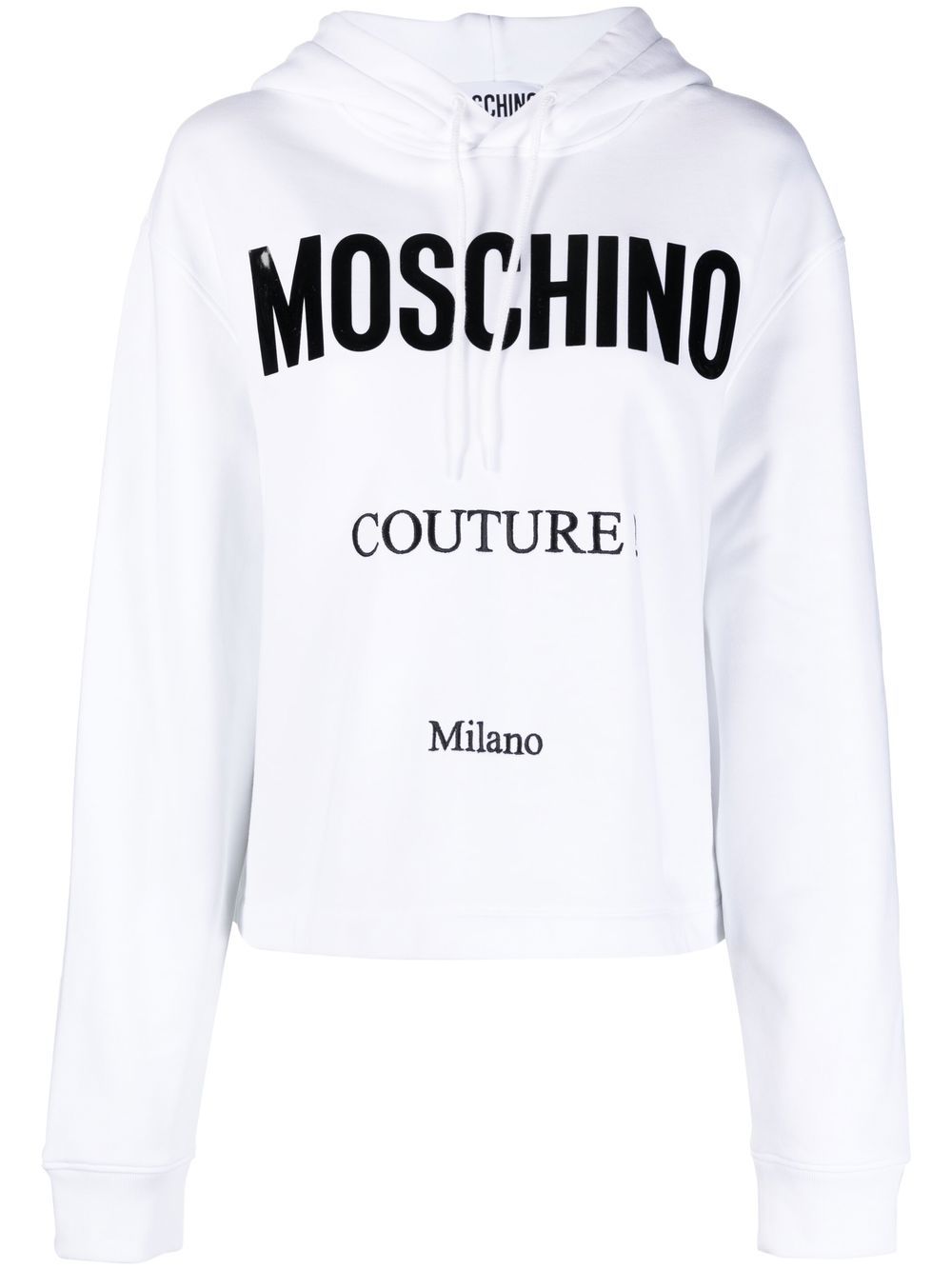 Image 1 of Moschino logo-print cropped hoodie