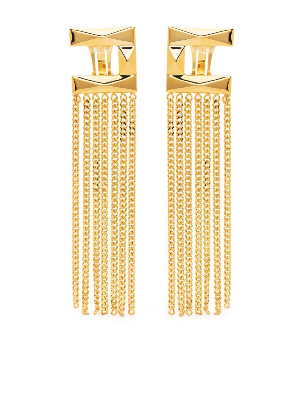

Elisabetta Franchi aretes de clip con logo - Dorado