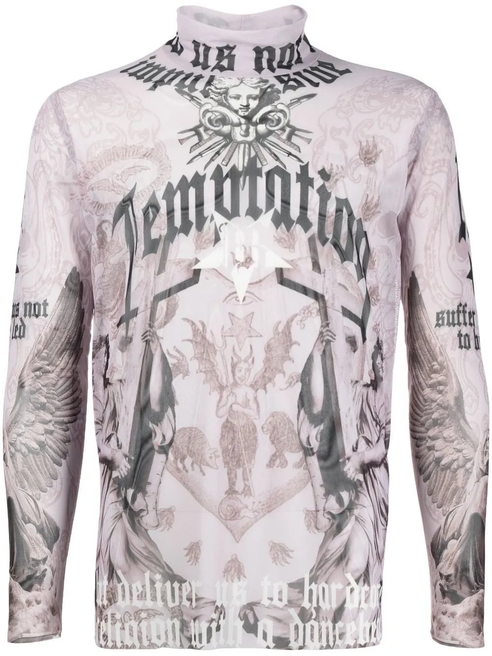 

John Richmond gothic-print long-sleeve T-shirt - Pink