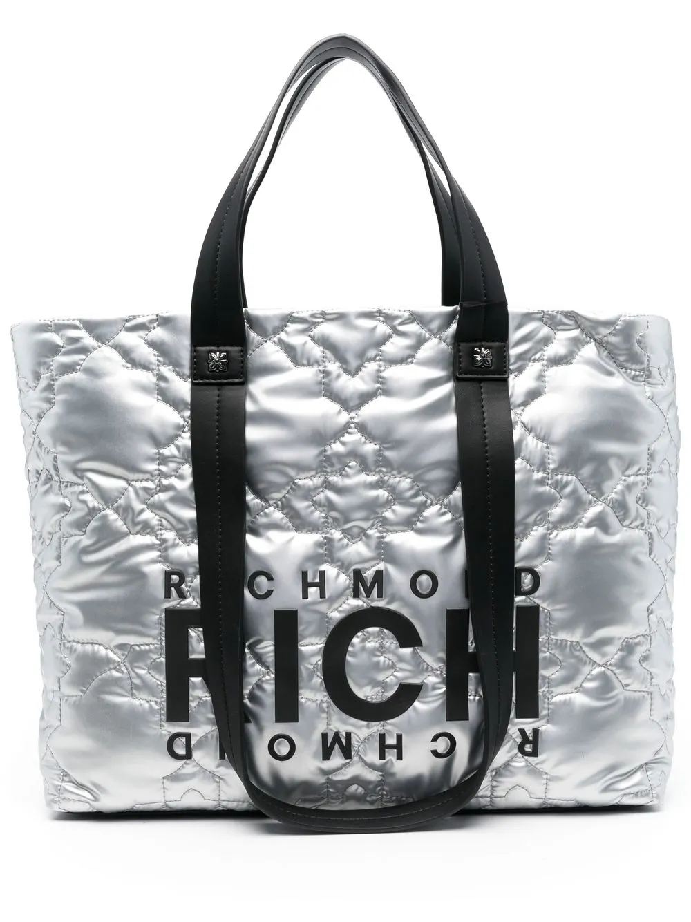 

John Richmond tote capitonada con acabado metalizado - Plateado