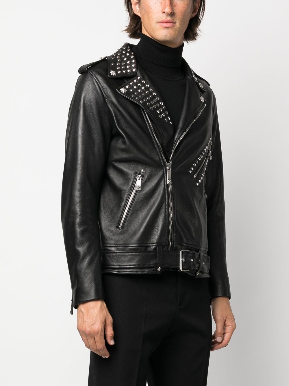 Shop John Richmond Slogan-print Leather Jacket In Black