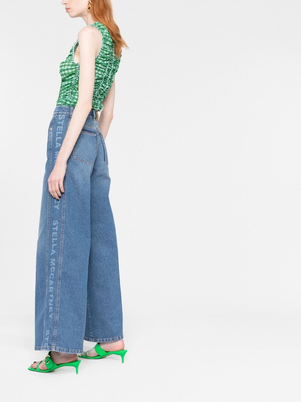 Stella McCartney logo-tape wide-leg jeans Women