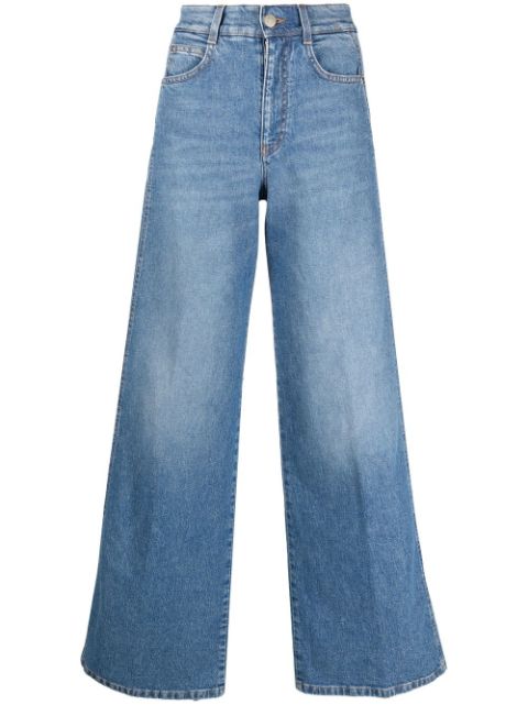 Stella McCartney logo-tape wide-leg jeans Women