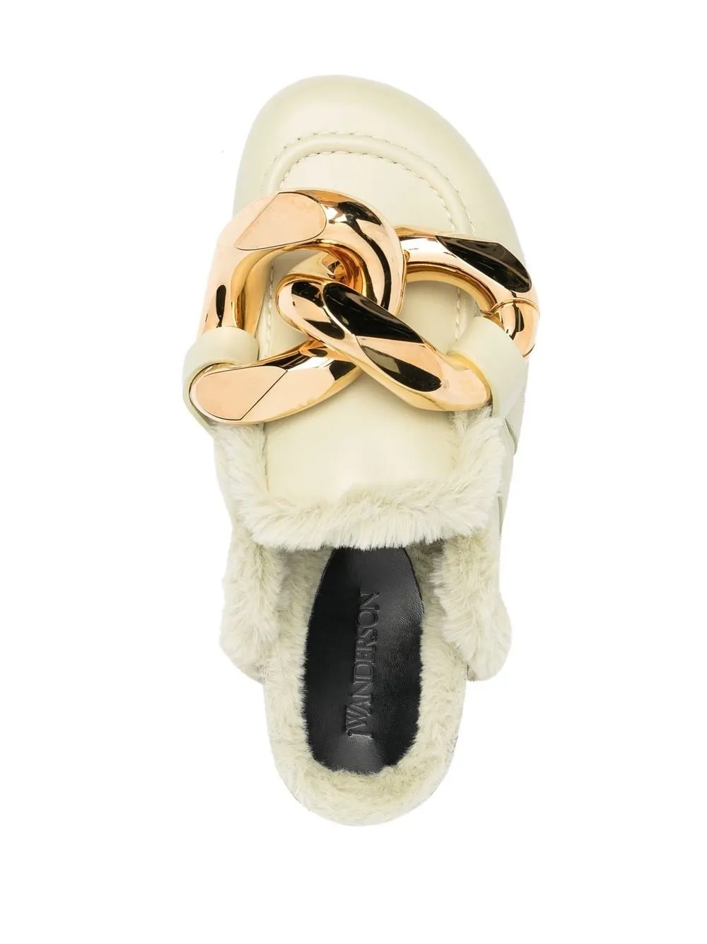 Jw Anderson Chain Eco Fur Mules In Green