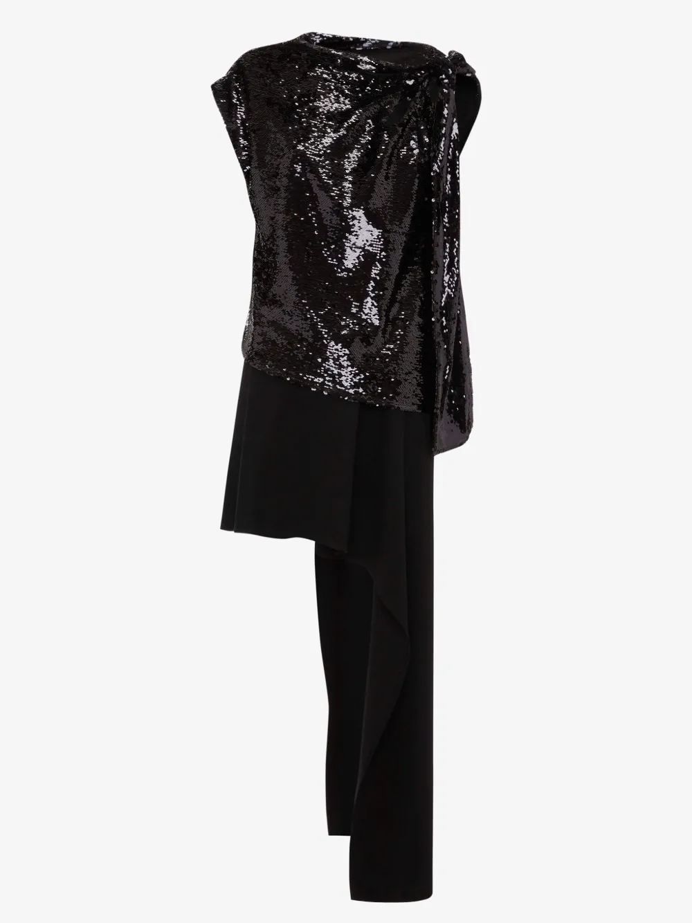 Jw Anderson Asymmetric Sequinned Mini Dress In Black