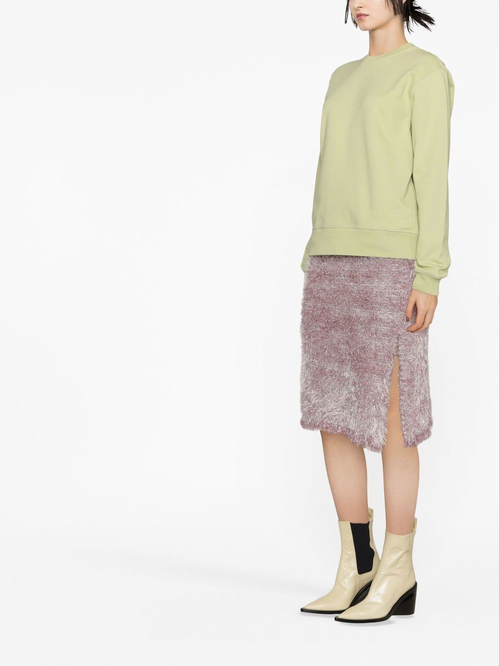 Shop Jw Anderson Textured Midi Pencil Skirt In Pink