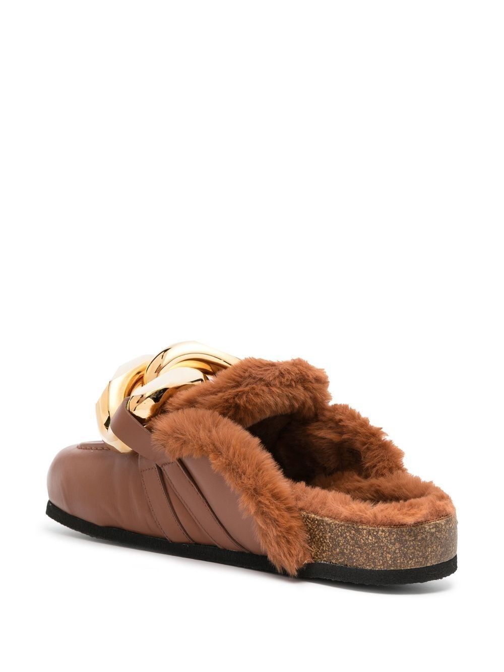 JW Anderson Chain shearling-trim loafers Women