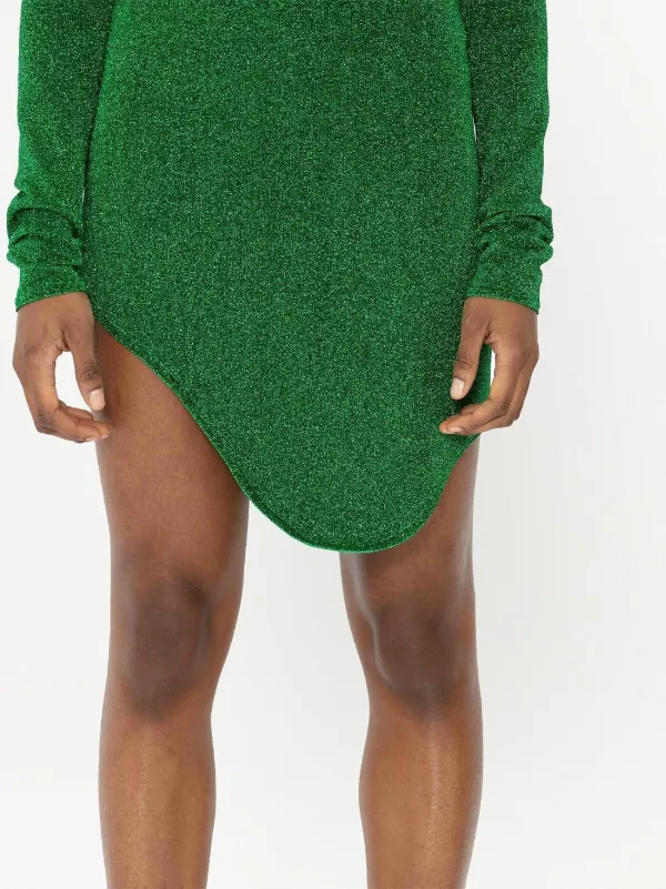 jw anderson green dress JW ANDERSON Tie-detailed crinkled-silk midi dress