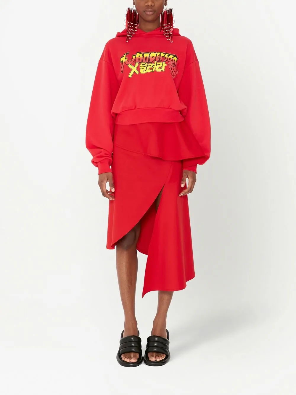 JW Anderson Cropped hoodie - Rood
