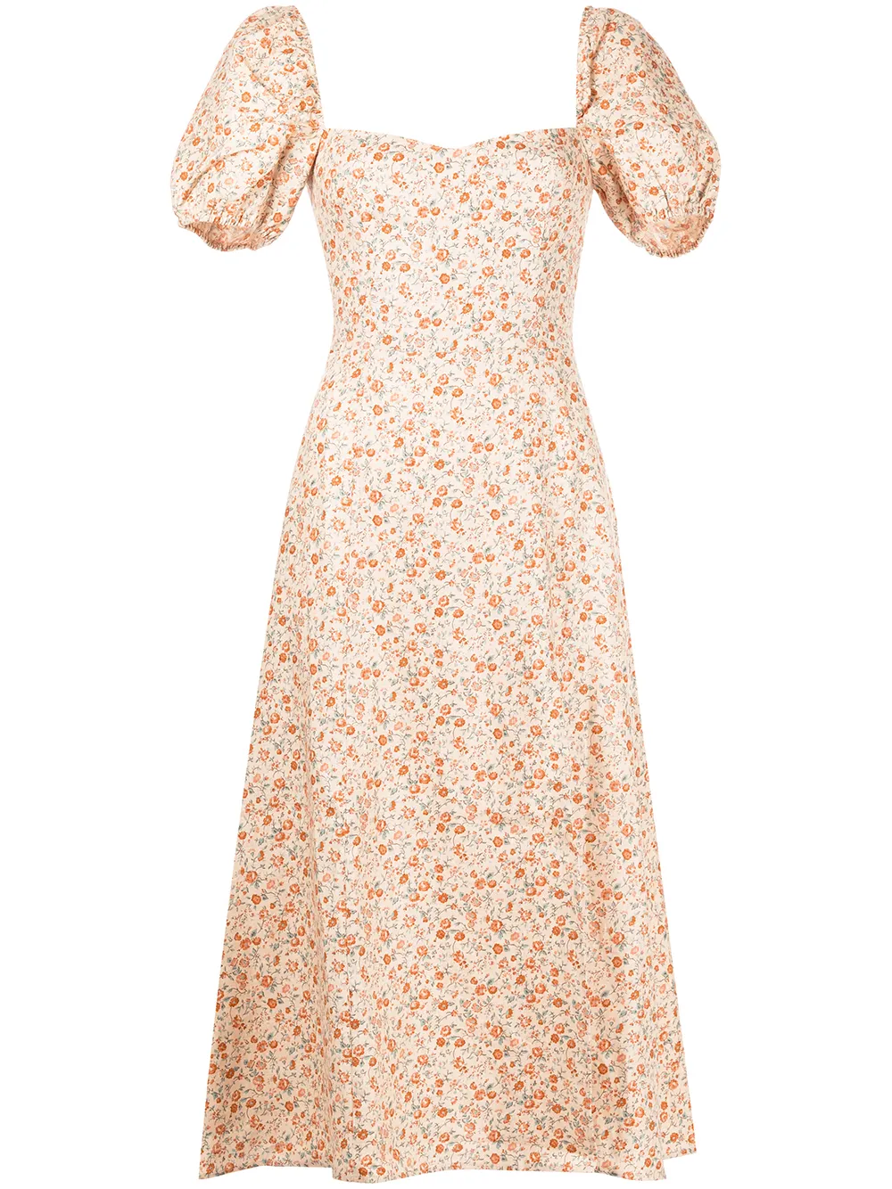 

Reformation vestido Denver midi con estampado floral - Naranja