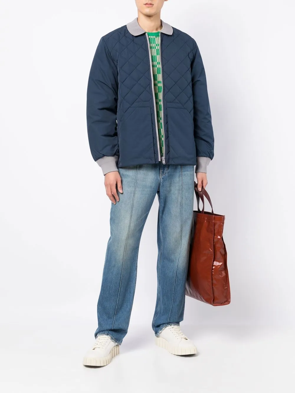 two tone diamond quilt jacket