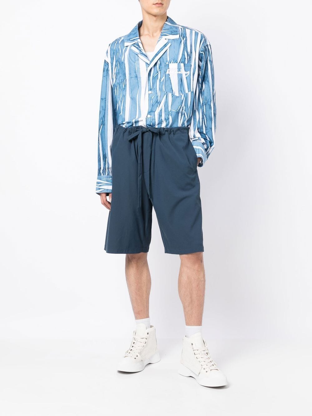 Kenzo logo-patch Drawstring Bermuda Shorts - Farfetch