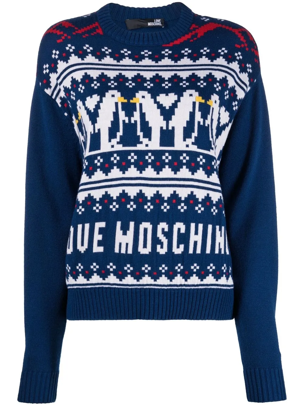 

Love Moschino logo-print knitted jumper - Blue