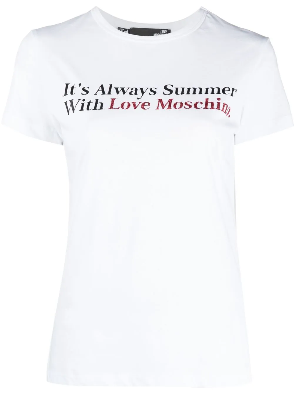 Love Moschino Slogan-print Slim-cut T-shirt In White