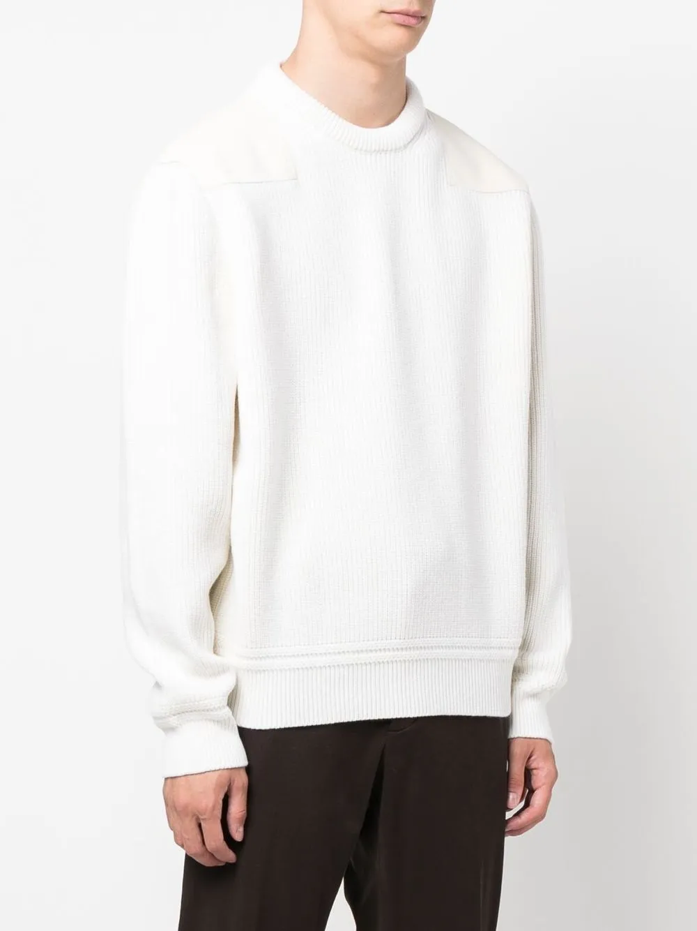  Zegna Geripptes Sweatshirt Mit Rundem Ausschnitt   Nude 
