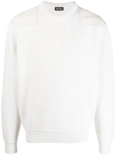 Zegna sudadera de canalé con cuello redondo