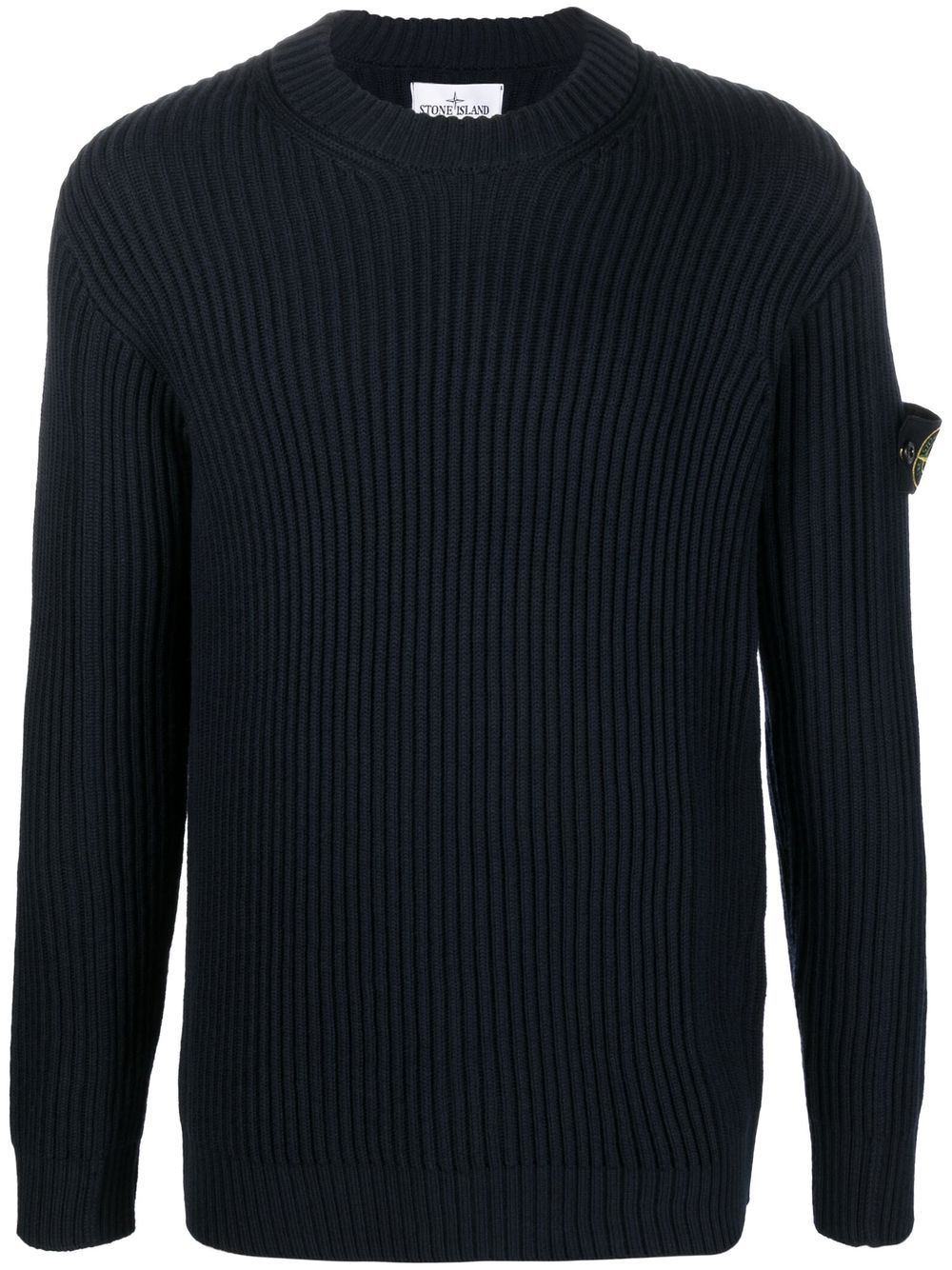 Stone Island Logo Patch Ribbed Jumper - Farfetch