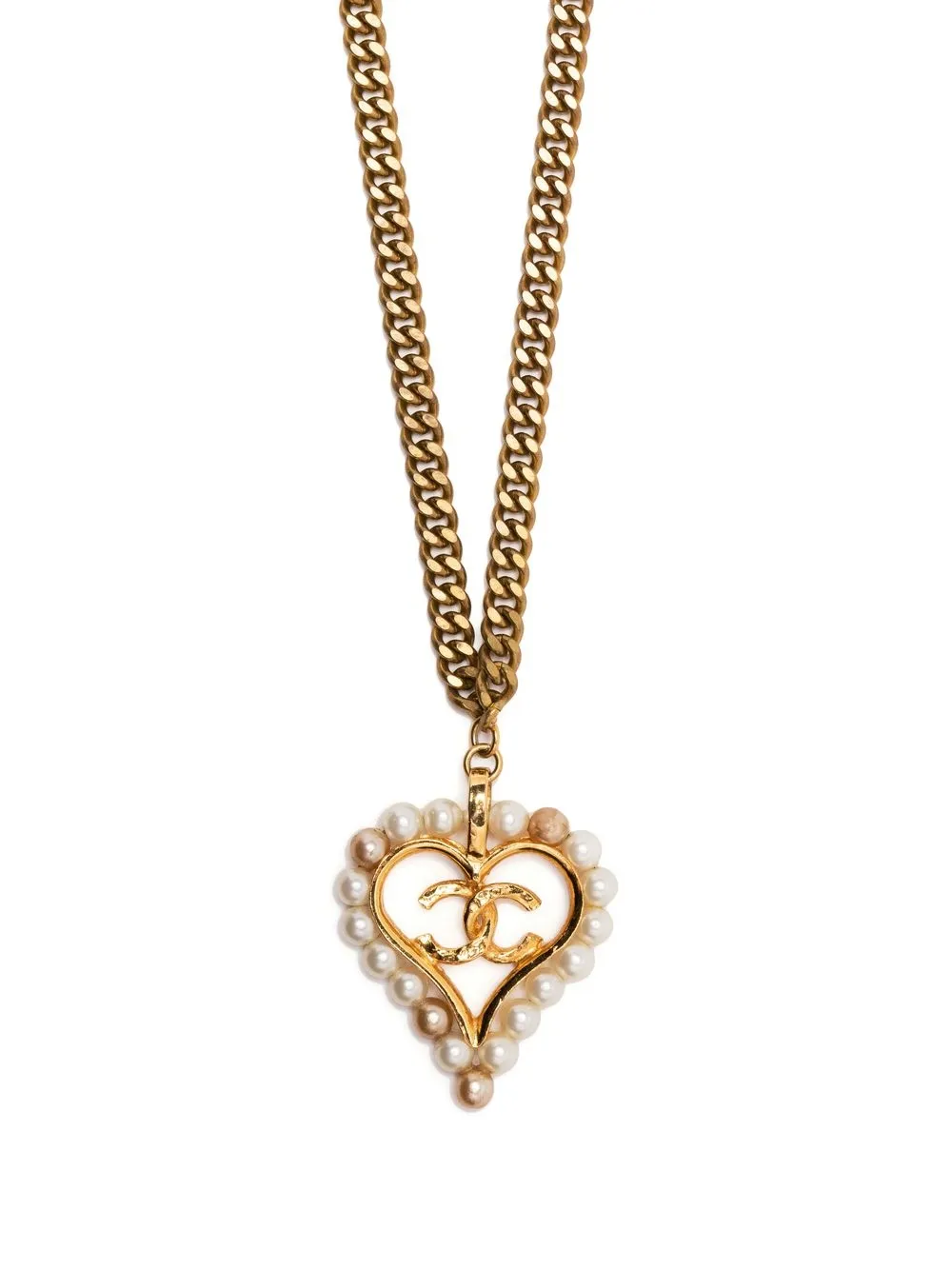 CHANEL Pre-owned Cc Heart-pendant Chain Necklace In Gold