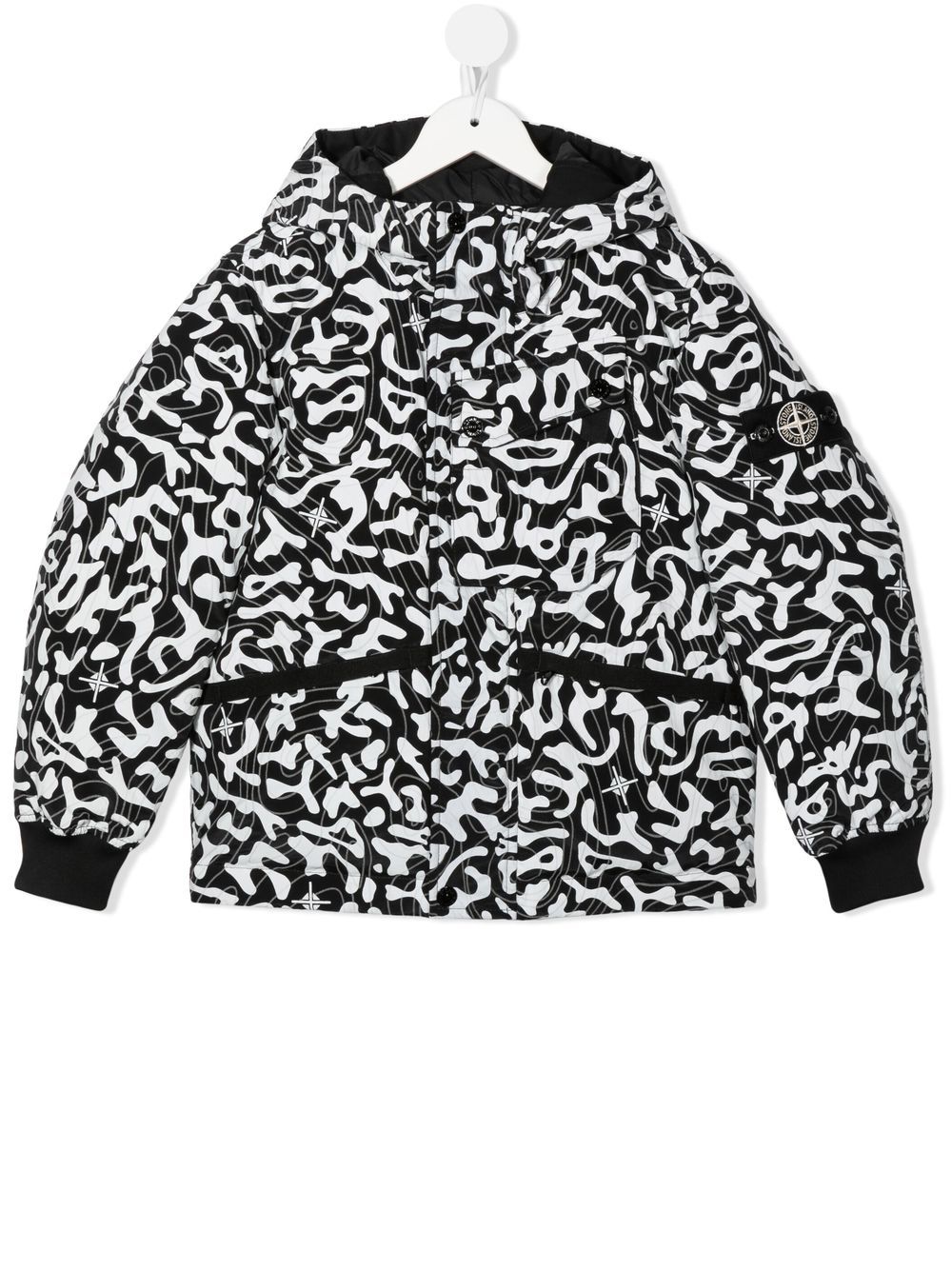 Shop Stone Island Junior Camouflage-print Puffer Jacket In Black