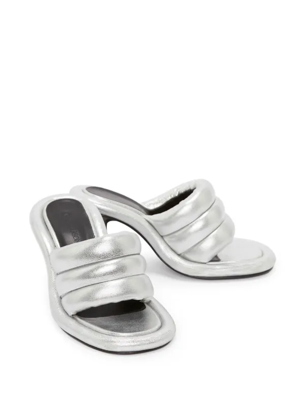 Metallic slide sandals sales