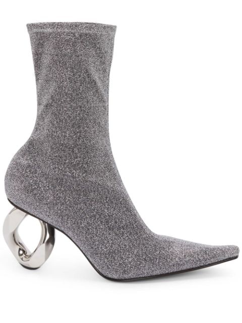JW Anderson metallic chain-heel ankle boots