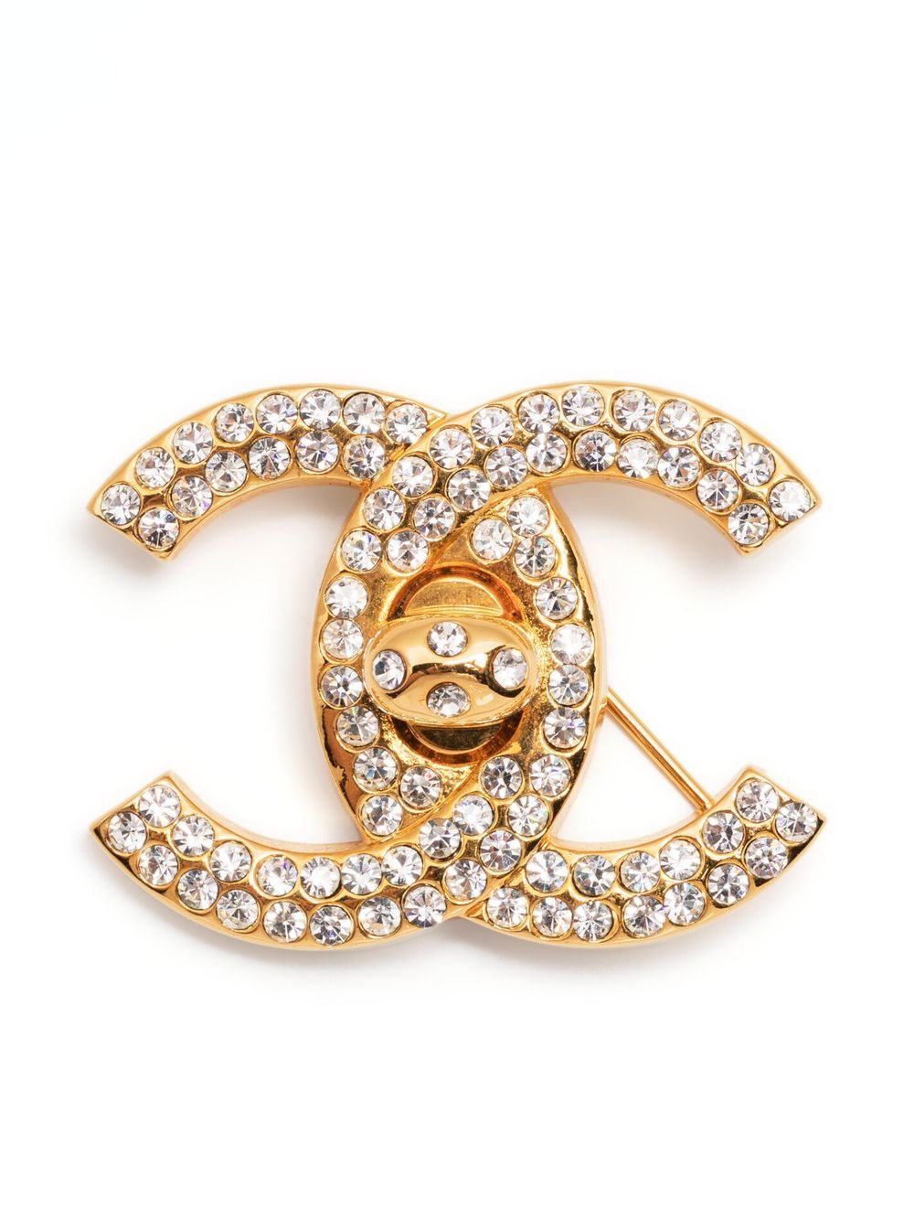 

Chanel Pre-Owned broche con cierre giratorio CC 1996 - Dorado