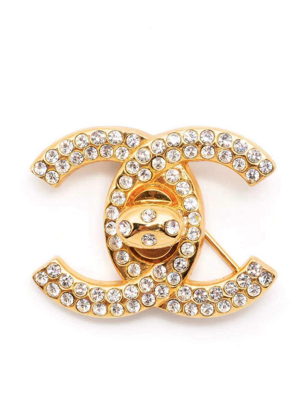 

Chanel Pre-Owned broche con cierre giratorio CC 1996 - Dorado