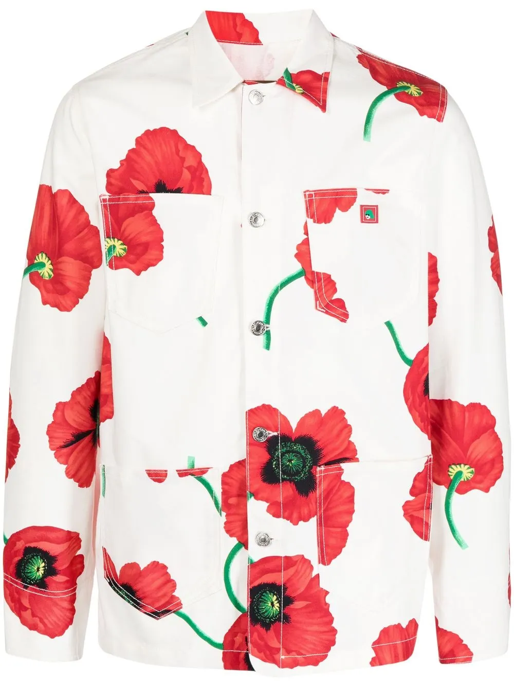 KENZO Printed cotton-gabardine overshirt, Sale up to 70% off