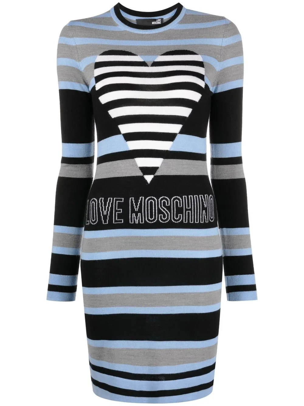 

Love Moschino vestido tejido a rayas con logo - Azul