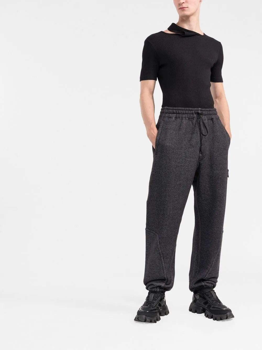 Stone Island Shadow Project Trainingsbroek met wijde pijpen - Zwart