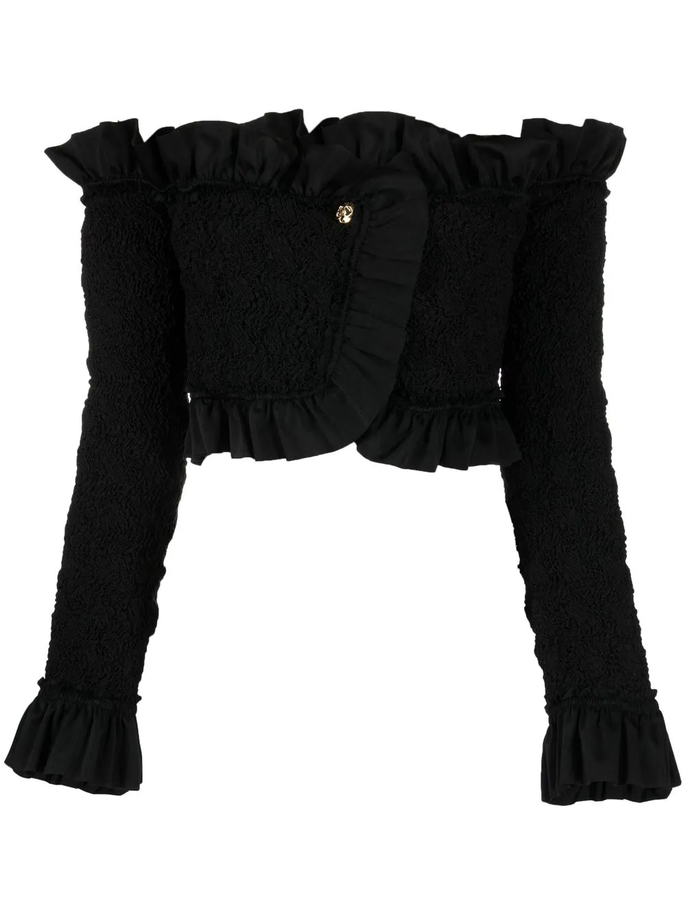 

Alexander Wang seersucker-ruched cropped top - Black