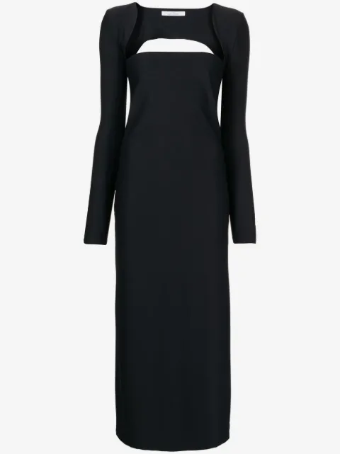 Rokh square-neck long-sleeve midi dress