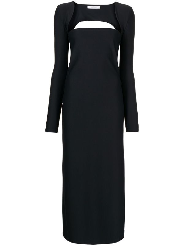 Rokh square-neck long-sleeve Midi Dress - Farfetch