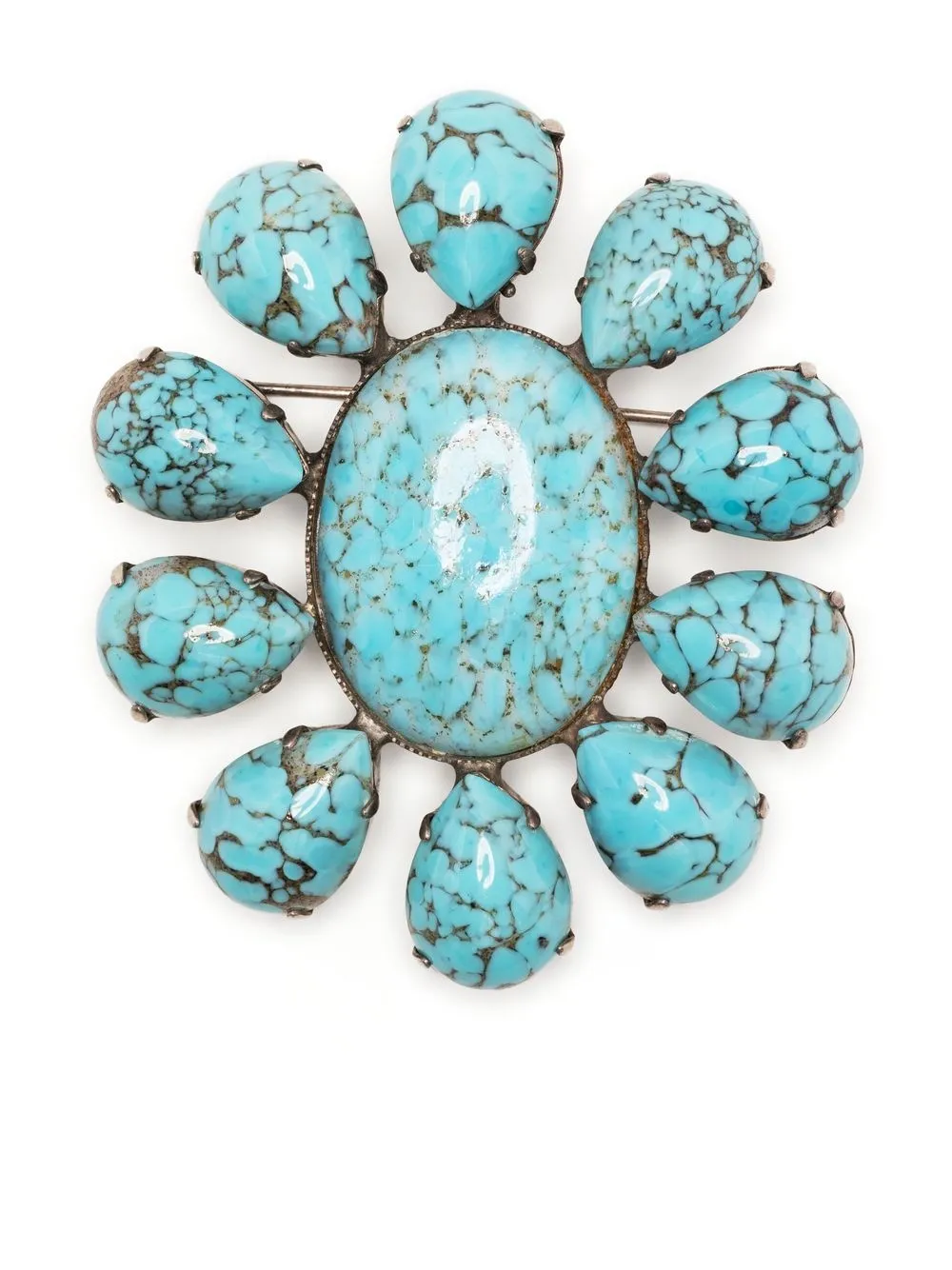 

CHANEL Pre-Owned broche de cabujón con apliques de gemas 1984 - 1992 - Azul