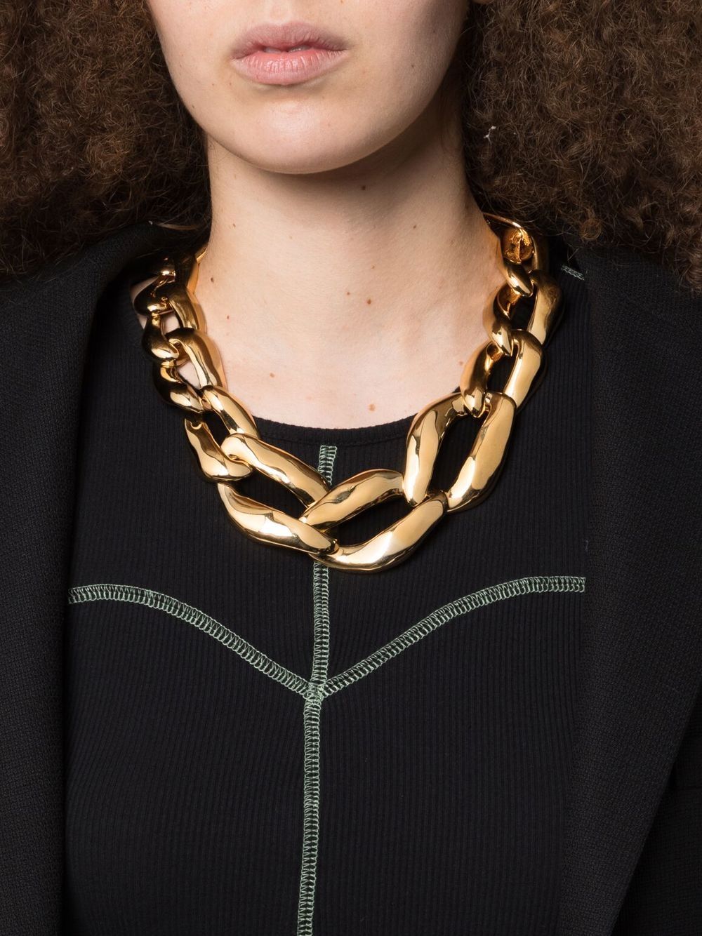 Pre-owned Saint Laurent Curb Chain Necklace In Gold