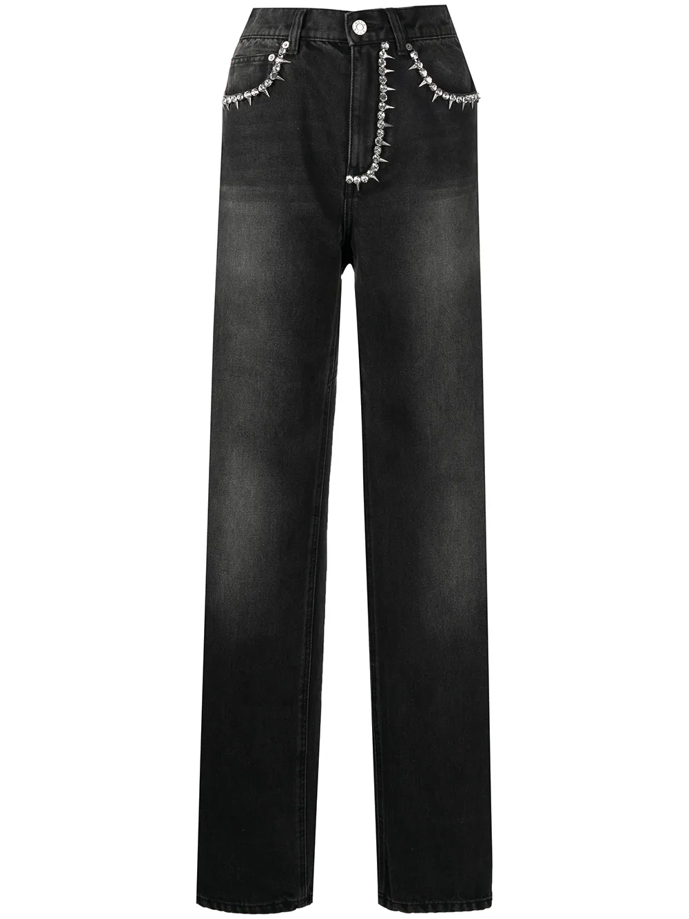

AREA jeans Crystal Backslit - Negro