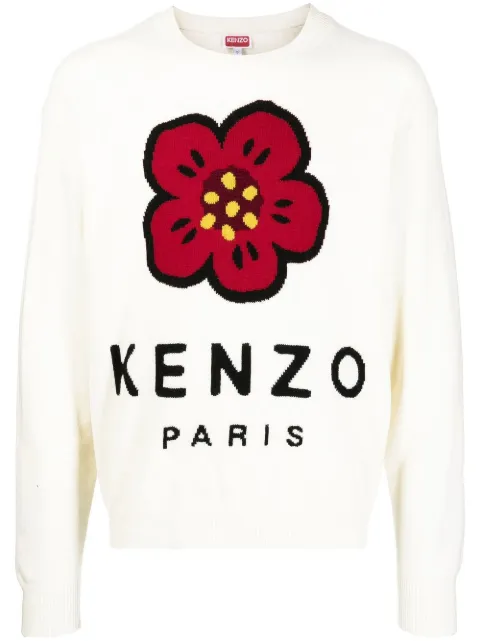 logo-print wool jumper