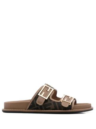 FENDI Sandalen Met Logoprint Groen FARFETCH NL