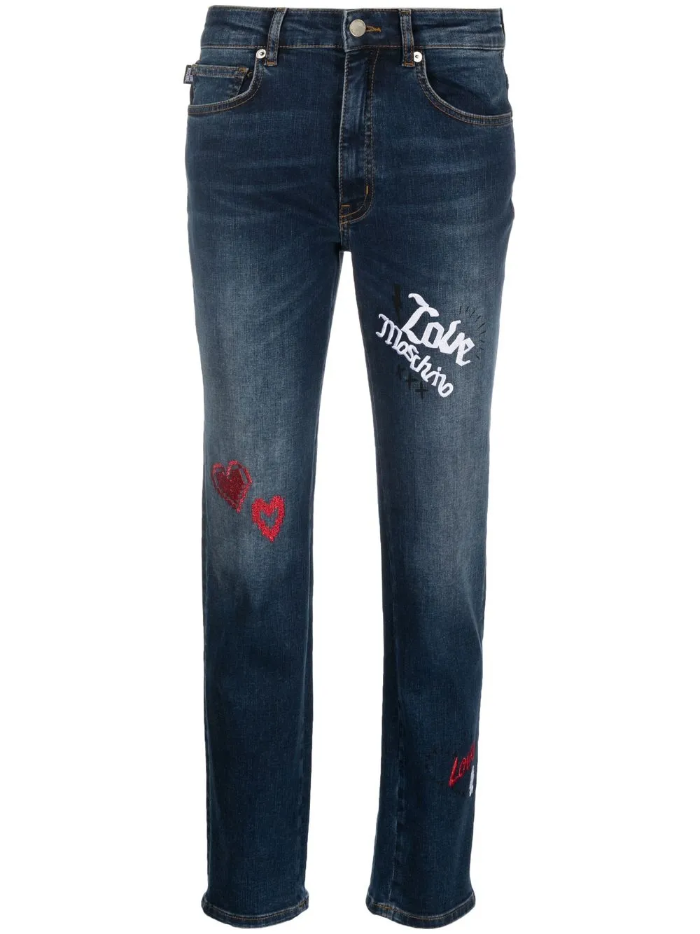 

Love Moschino jeans slim con motivo bordado - Azul